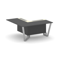 Проходной угловой модуль левый Steel Meet KM-PR.B.SPPOU-16(L) / Тиквуд Светлый – Графит Глянец – Металл Серый / 1600×1600×750