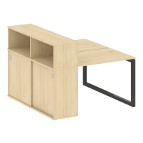 Metal System Quattro Р. ст. с шкафом-купе на О-образном м/к 50БО.РС-СШК-2.1 Т Акация/Антрацит металл 1410*1475*1098