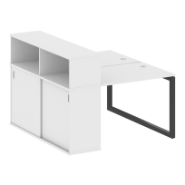 Metal System Quattro Р. ст. с шкафом-купе на О-образном м/к 50БО.РС-СШК-2.1 Т Акация/Антрацит металл 1410*1475*1098