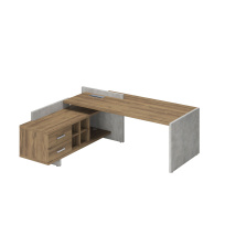 Стол для руководителя левый Wood&Stone / СФ-531201 / 2200×1996×840 / Дуб Чарльстон / Бетон Чикаго Стол для руководителя левый Wood&Stone / СФ-531201 / 2200×1996×840 / Дуб Чарльстон / Бетон Чикаго