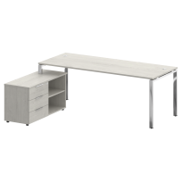 Metal System Direct Стол руководителя с тумбой левый БГ.СРТ-6.8 (L) Акация/Нерж. сталь 2100*1620*750