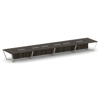 Стол для переговоров прямоугольный Steel Meet KM-PR.B.SP-24 / Тиквуд Светлый – Графит Глянец – Металл Серый / 8000×1600×750