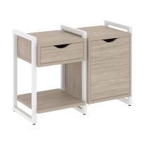 Loft Тумба на регулируемых опорах наборная. Вариант №3 VR.L-TN-3.O Тиквуд тёмный/Чёрный металл 970×460×719