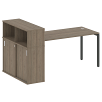 Metal System Quattro Стол офисный с шкафом-купе на П-образном м/к 40БП.РС-СШК-3.4 Т Вяз/Мокко металл 2010×1120×1098