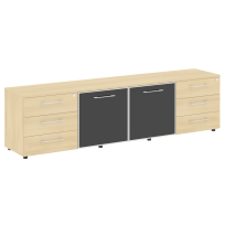Тумба модульная LT.TS-4.2 black Yalta / Дуб Мали – Стекло Black 2188×450×580