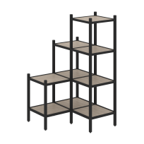 Loft Угловой внутренний стеллаж наборный VR.L-36 Тиквуд тёмный/Белый металл 862×862×1458