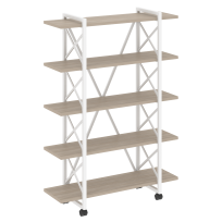 Loft Стеллаж на колесных опорах-5 полок VR.L-MST.K-5.8V Тиквуд тёмный/Чёрный металл 1200×400×1704