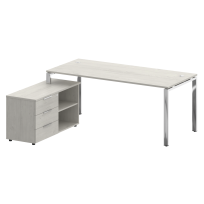 Metal System Direct Стол руководителя с тумбой левый БГ.СРТ-5.8 (L) Акация/Нерж. сталь 1900*1620*750