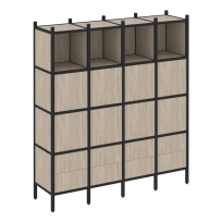 Loft Прямой стеллаж наборный VR.L-09 Тиквуд тёмный/Белый металл 1694×446×1869