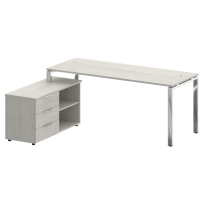 Metal System Direct Стол руководителя с тумбой левый БГ.СРТ-5.7 (L) Акация/Нерж. сталь 1900*1520*750