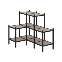 Loft Угловой внутренний стеллаж наборный VR.L-37 Тиквуд тёмный/Белый металл 862×1278×1047