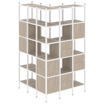 Loft Угловой внешний стеллаж наборный VR.L-53 Тиквуд тёмный/Белый металл 1278×1278×2280 Loft Угловой внешний стеллаж наборный VR.L-53 Тиквуд тёмный/Белый металл 1278×1278×2280