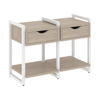 Loft Тумба на регулируемых опорах наборная. Вариант №1 VR.L-TN-1.O Тиквуд тёмный/Чёрный металл 970×460×719