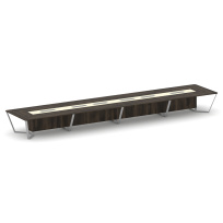 Стол для переговоров прямоугольный Steel Meet KM-PR.B.SP-24 / Тиквуд Светлый – Графит Глянец – Металл Серый / 8000×1600×750