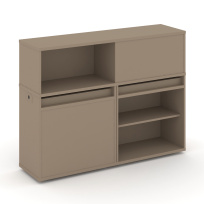 Estetica Набор №12. Тумба двойная+низкая надставка ES.NB.2N-12 Латте 1500×410×1135
