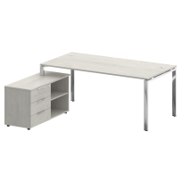 Metal System Direct Стол руководителя с тумбой левый БГ.СРТ-5.9 (L) Акация/Нерж. сталь 1900*1720*750