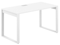 Стол офисный с лючком Allegro / 1400×700×750 / Профиль О-образный: 70×20 / Металлокаркас: Белый / Столешница: Акация равелло / AG.105.AR.L.72.WH Стол офисный с лючком Allegro / 1400×700×750 / Профиль О-образный: 70×20 / Металлокаркас: Белый / Столешница: Акация равелло / AG.105.AR.L.72.WH