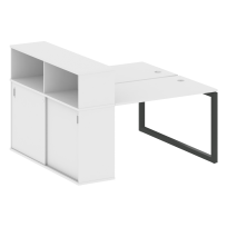Metal System Quattro Р. ст. с шкафом-купе на О-образном м/к 50БО.РС-СШК-2.2 Т Акация/Антрацит металл 1610*1475*1098