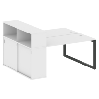 Metal System Quattro Р. ст. с шкафом-купе на О-образном м/к 50БО.РС-СШК-2.3 Т Акация/Антрацит металл 1810*1475*1098
