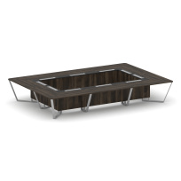 Стол для переговоров прямоугольный Steel Meet KM-PR.B.SP-20K / Тиквуд Светлый – Графит Глянец – Металл Серый / 4800×3200×750