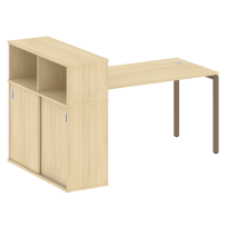 Metal System Quattro Стол офисный с шкафом-купе на П-образном м/к 40БП.РС-СШК-3.3 Т Вяз/Мокко металл 1810×1120×1098