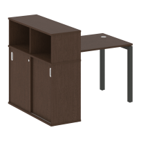 Metal System Quattro Стол офисный с шкафом-купе на П-образном м/к 50БП.РС-СШК-3.1 Т Вяз/Мокко металл 1410×1120×1098